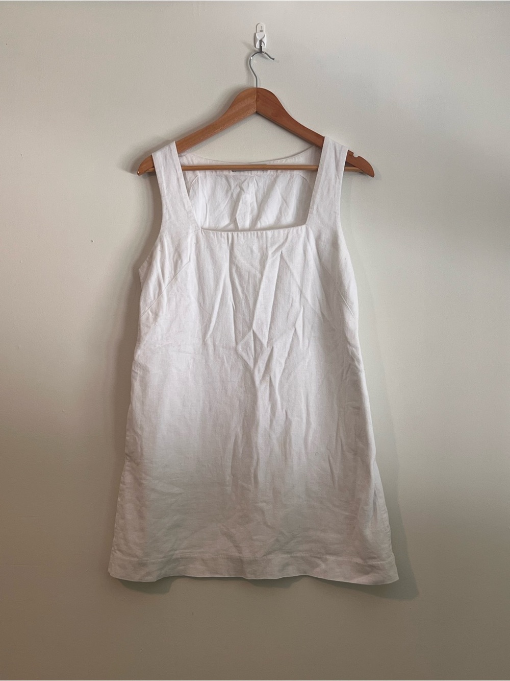 Abercrombie & Fitch White Linen Sleeveless Square-Neck Mini Dress